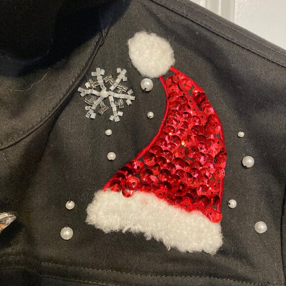 Berek Christmas Santa Jacket with Rhinestone Buttons, Size Small - Picture 2 of 8